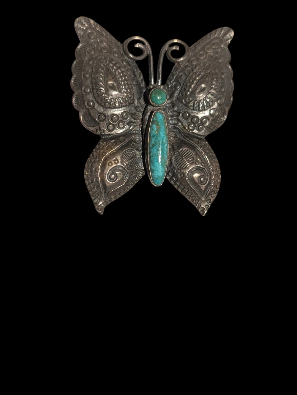 Vintage Sterling & Turquoise Butterfly Brooch